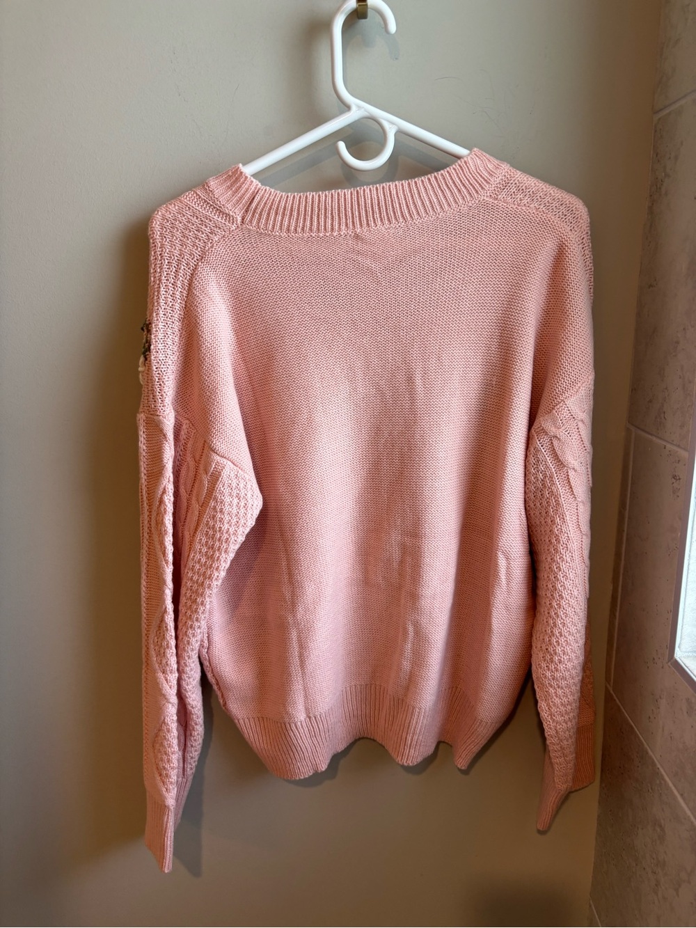 So Me Pink Cable Knit Sweater with Floral Embroidery - Picture 5 of 5